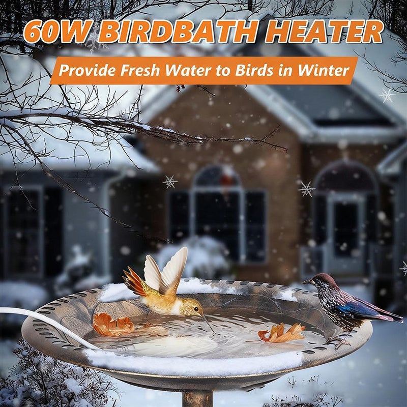 Upgrade Bird Bath Heater for Outdoors in Winter, 30w Thermostatically Controlled with Automatic Shut Off Function Birdbath Deicer for Fish Horse Livestock Poultry Drinking Farmyard Garden Lawn (1) - Image 3